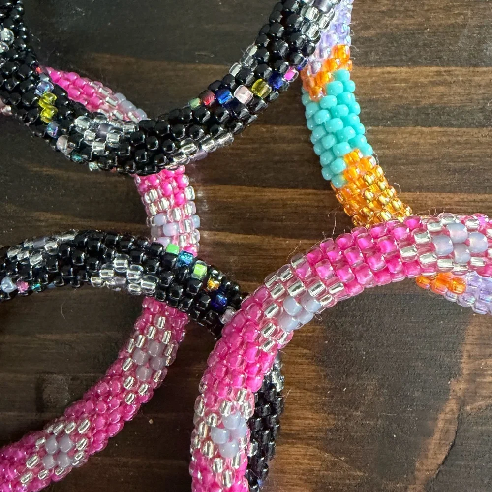 Set of 5 Colorful Nepal Beaded Bracelets Set